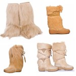 Keep your feet super warm in these real goat hair fur boots. Choose from four different styles in beige natural fur.