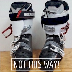 Ski boots should be buckled and snowboard boots should be laced when not being worn.